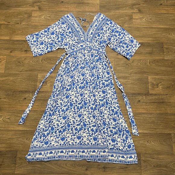 Baltic Born Watson Kimono Maxi Dress Blue White Size XL - Picture 8 of 10
